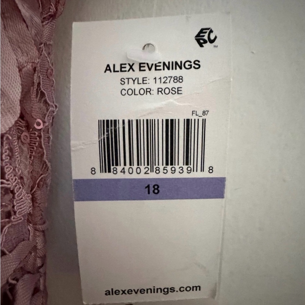 Alex Evenings Pink Rose Lace Rosette Maxi Dress cap sleeve, new with tags - Picture 5 of 7